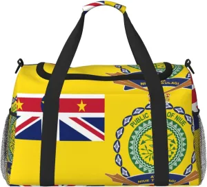 Flag Of Niue Travel Duffel Bag Large Foldable Waterproof Overnight Bag For Beach Swim Bags Pool Sports Gym