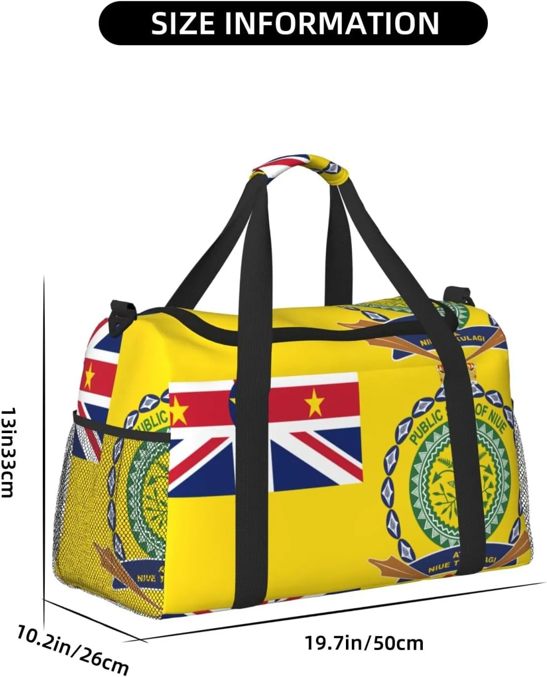 Flag Of Niue Travel Duffel Bag Large Foldable Waterproof Overnight Bag For Beach Swim Bags Pool Sports Gym