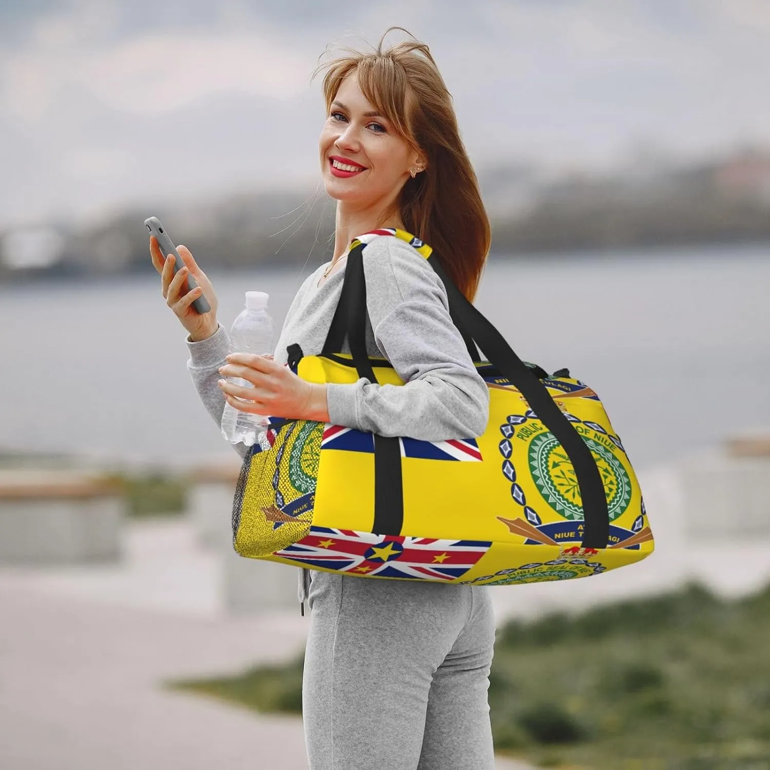 Flag Of Niue Travel Duffel Bag Large Foldable Waterproof Overnight Bag For Beach Swim Bags Pool Sports Gym