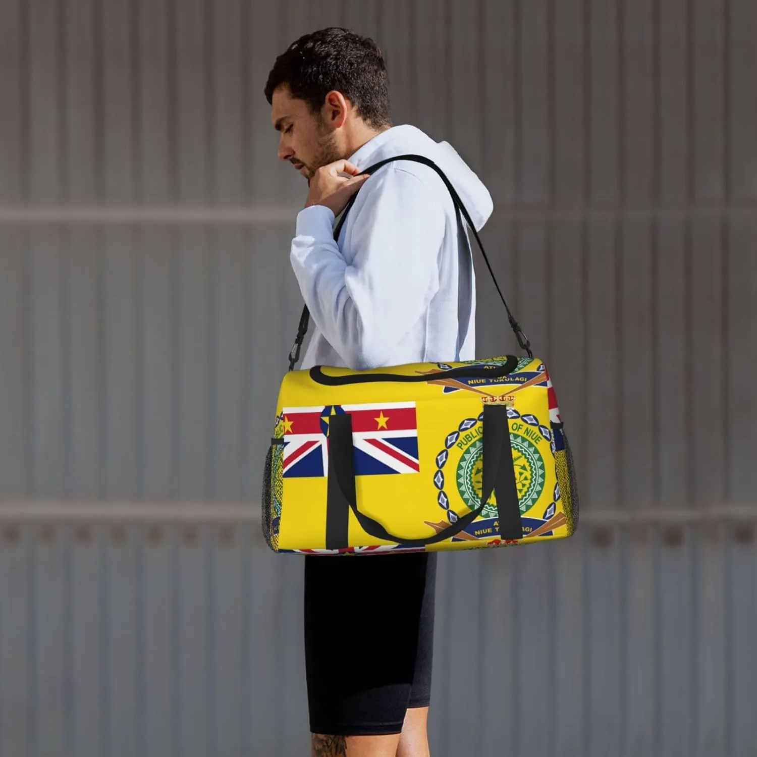 Flag Of Niue Travel Duffel Bag Large Foldable Waterproof Overnight Bag For Beach Swim Bags Pool Sports Gym
