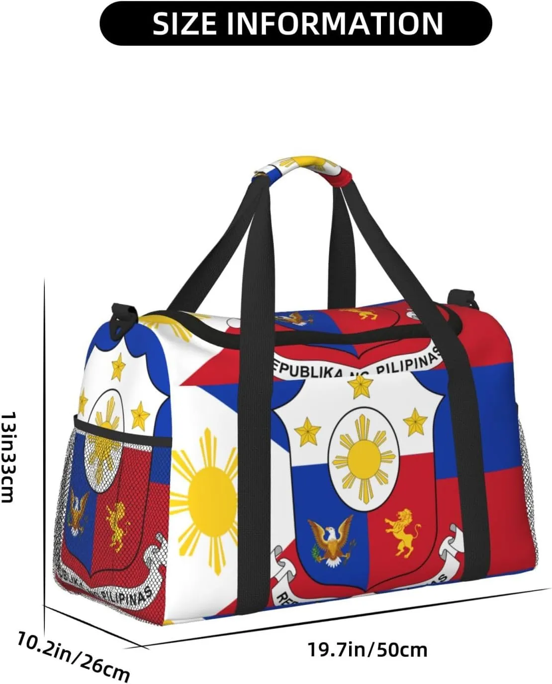 Flag Of Philippines Travel Duffel Bag Large Foldable Waterproof Overnight Bag For Beach Swim Bags Pool Sports Gym