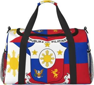 Flag Of Philippines Travel Duffel Bag Large Foldable Waterproof Overnight Bag For Beach Swim Bags Pool Sports Gym