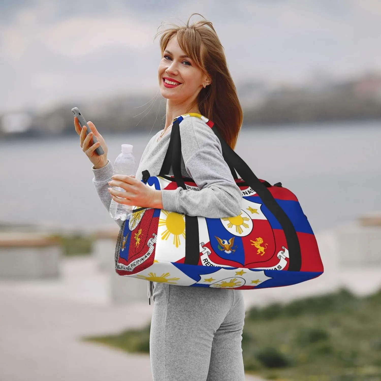 Flag Of Philippines Travel Duffel Bag Large Foldable Waterproof Overnight Bag For Beach Swim Bags Pool Sports Gym