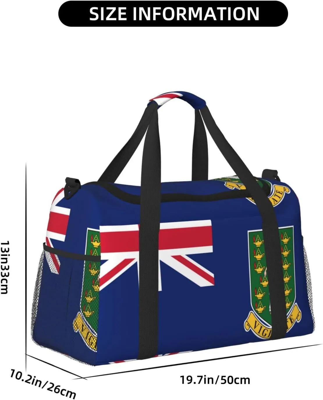 Flag Of Virgin Islands Travel Duffel Bag Large Foldable Waterproof Overnight Bag For Beach Swim Bags Pool Sports Gym