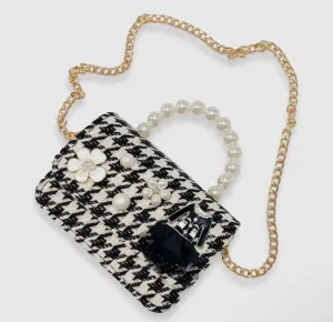 Floral Appliqué Tweed Purse