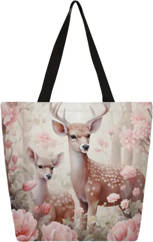 Flowering Mergansers Large Capacity Canvas Tote Bag Stylish Handheld Shoulder Bag Reusable Shopping Bag for Work Travel Beach Trips Shopping