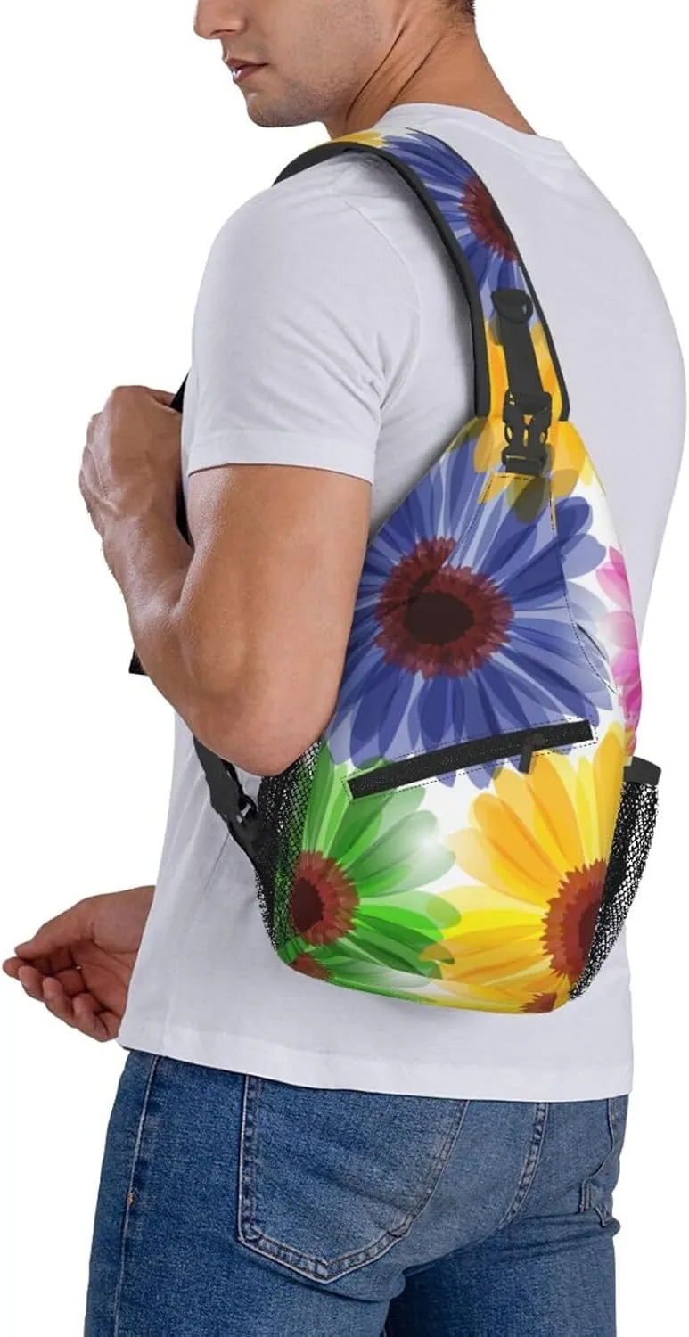 Flowers Chest Bags Crossbody Sling Bag Shoulder Bag Travel Hiking Daypack For Men Women