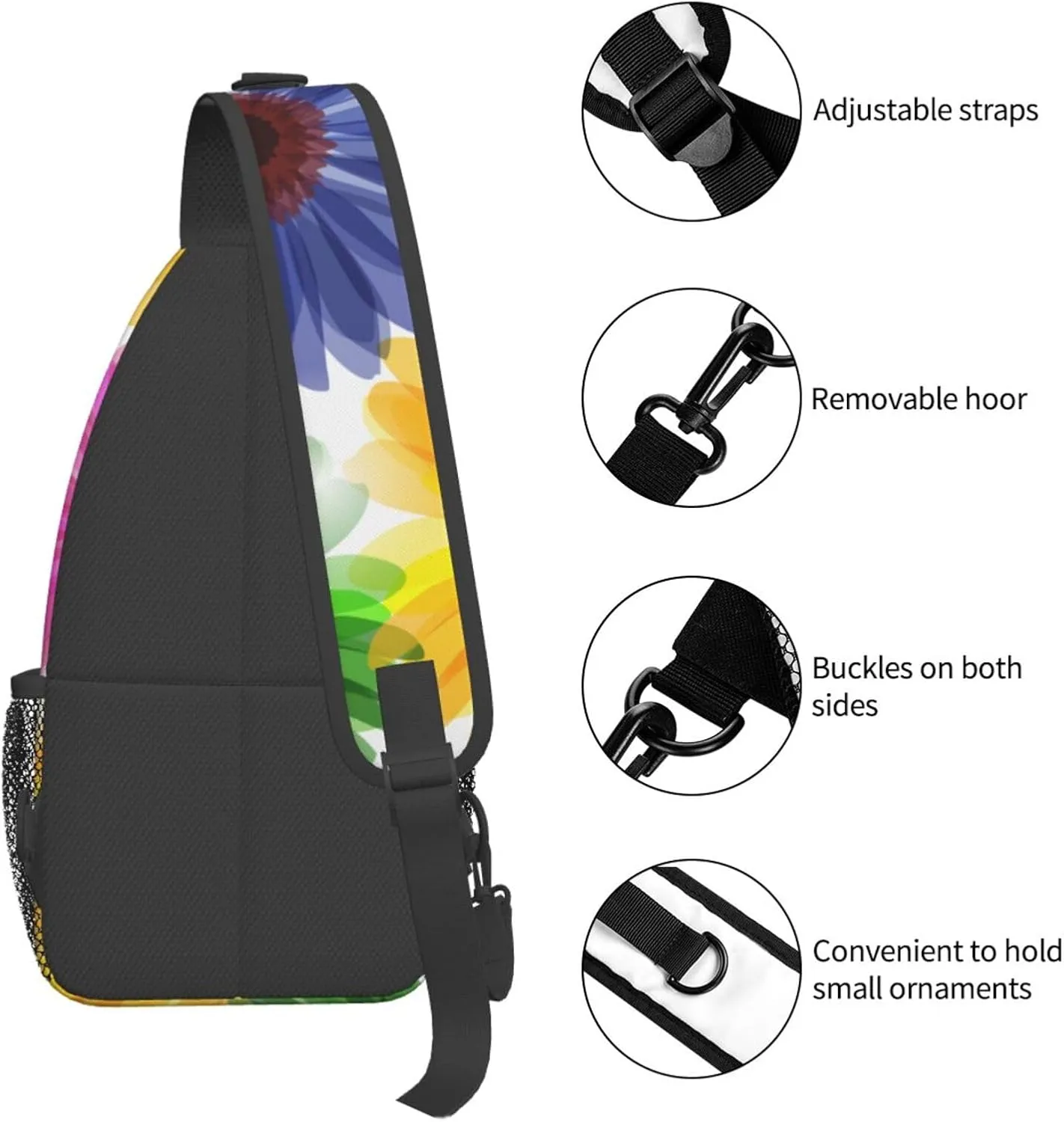 Flowers Chest Bags Crossbody Sling Bag Shoulder Bag Travel Hiking Daypack For Men Women
