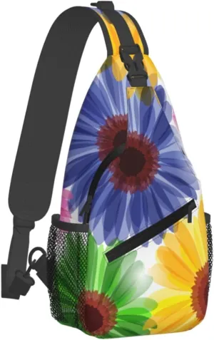 Flowers Chest Bags Crossbody Sling Bag Shoulder Bag Travel Hiking Daypack For Men Women