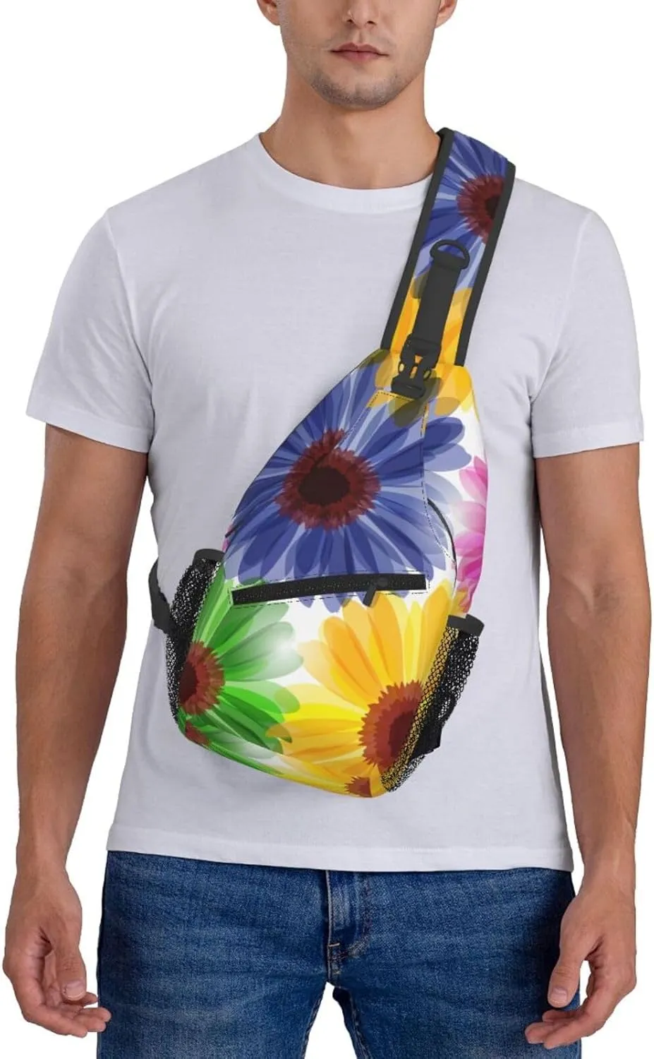 Flowers Chest Bags Crossbody Sling Bag Shoulder Bag Travel Hiking Daypack For Men Women