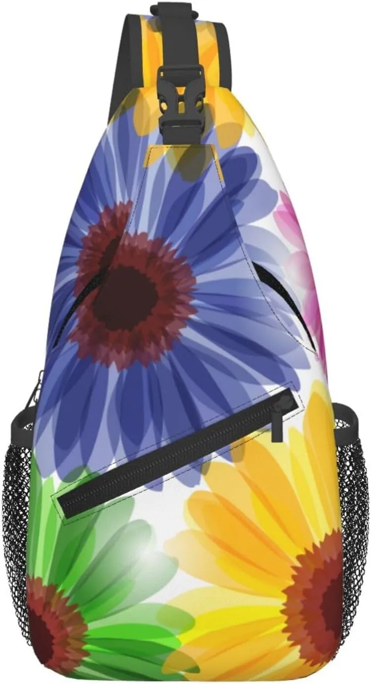 Flowers Chest Bags Crossbody Sling Bag Shoulder Bag Travel Hiking Daypack For Men Women