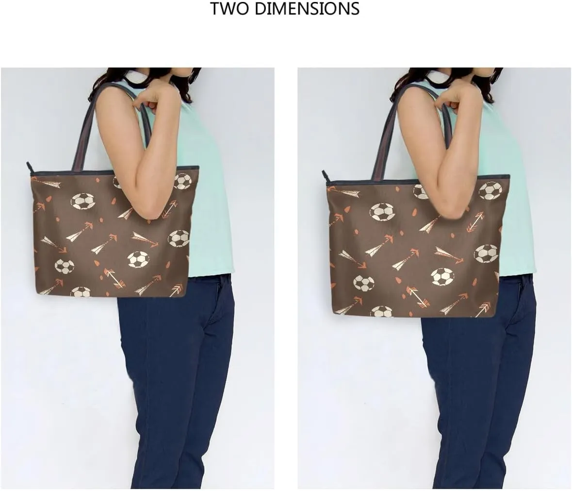Football Arrow Brown Shoulder Bags Large Handle Ladies Handbag
