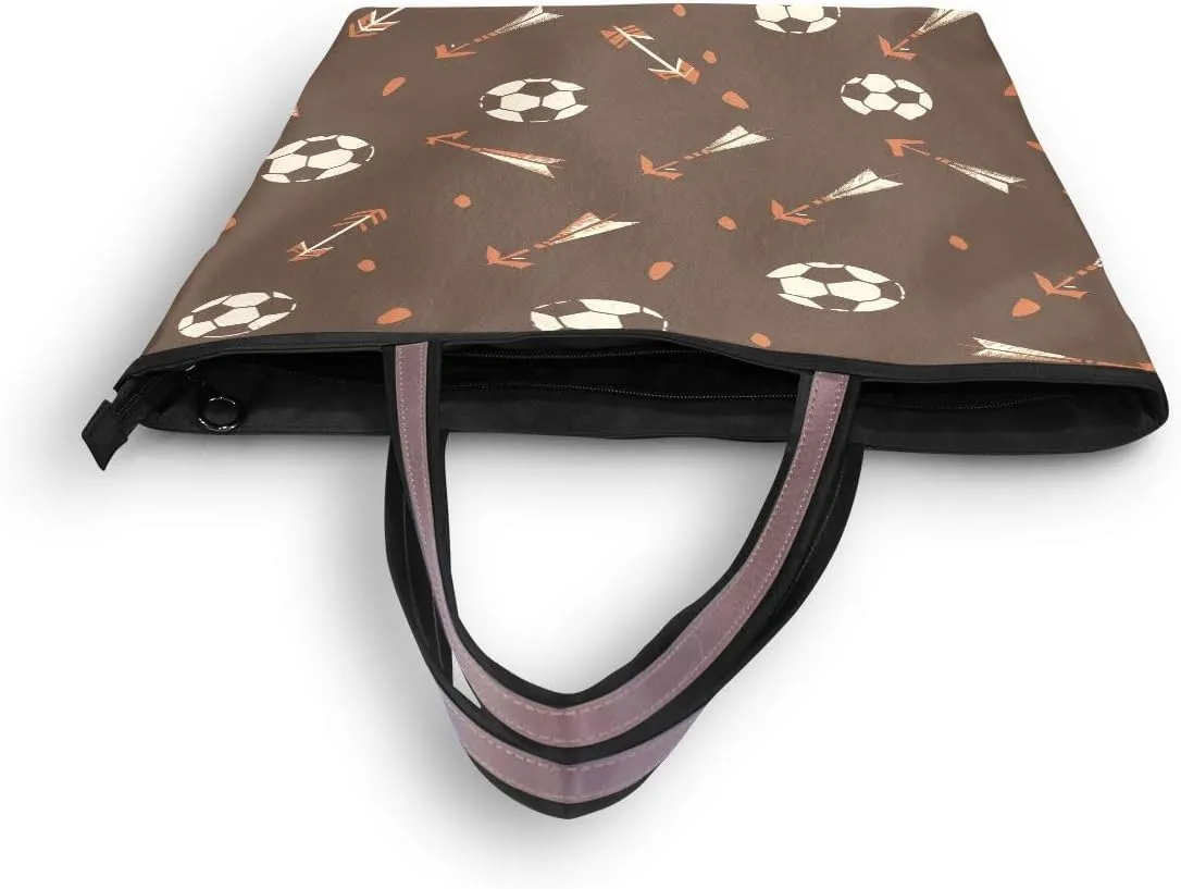 Football Arrow Brown Shoulder Bags Large Handle Ladies Handbag