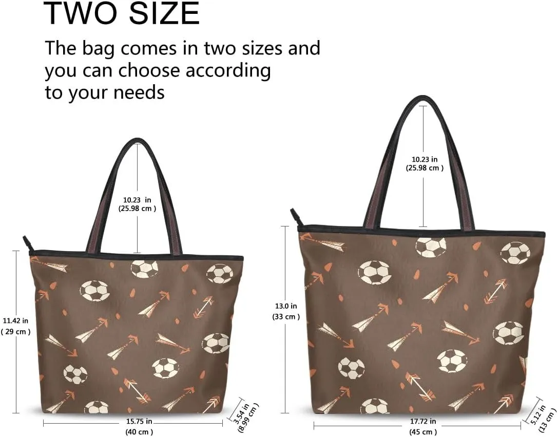 Football Arrow Brown Shoulder Bags Large Handle Ladies Handbag