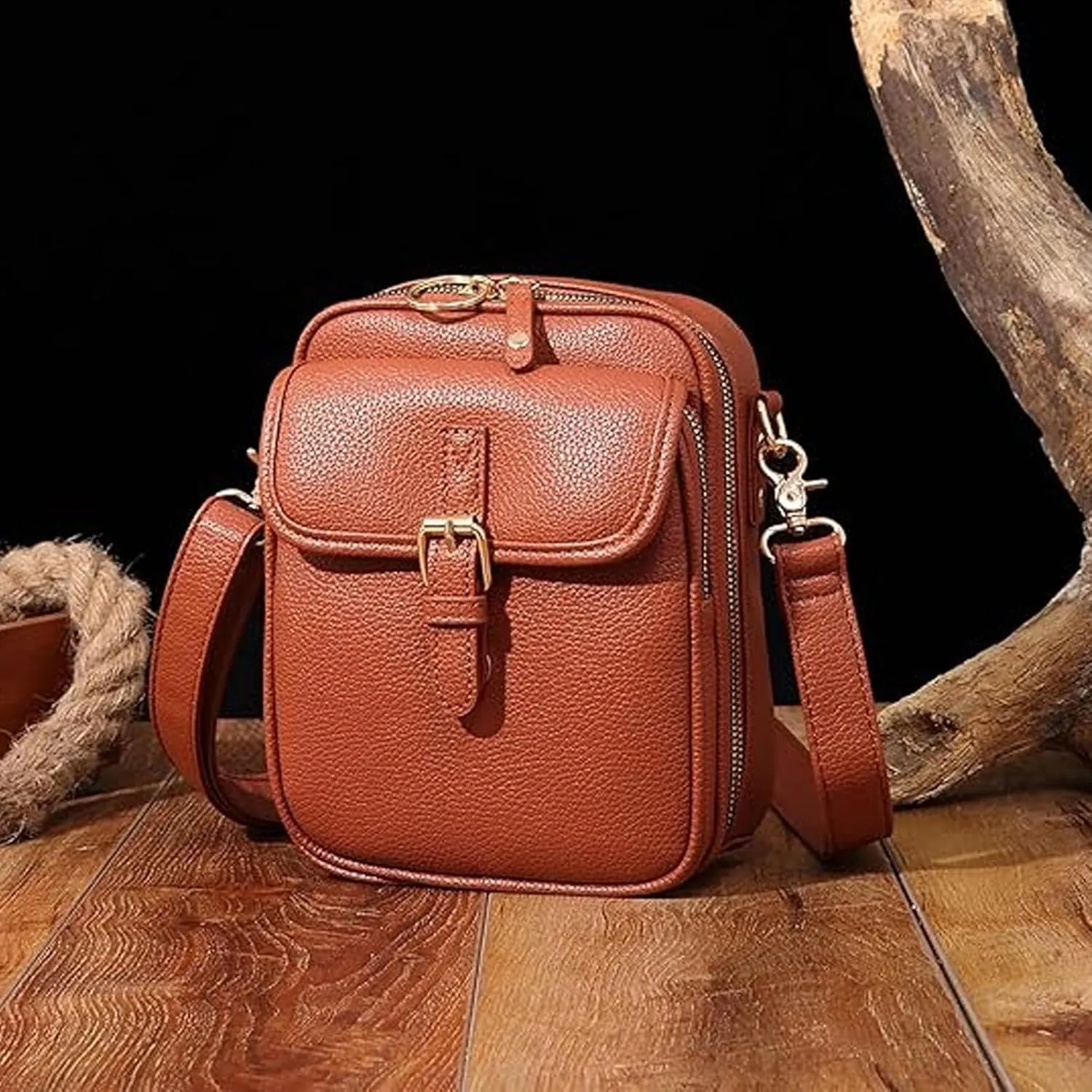 Forcipower Crossbody Bag, Anti Theft Forcipower Crossbody Leather Bag with 10 Card Slots & Adjustable Shoulder Strap