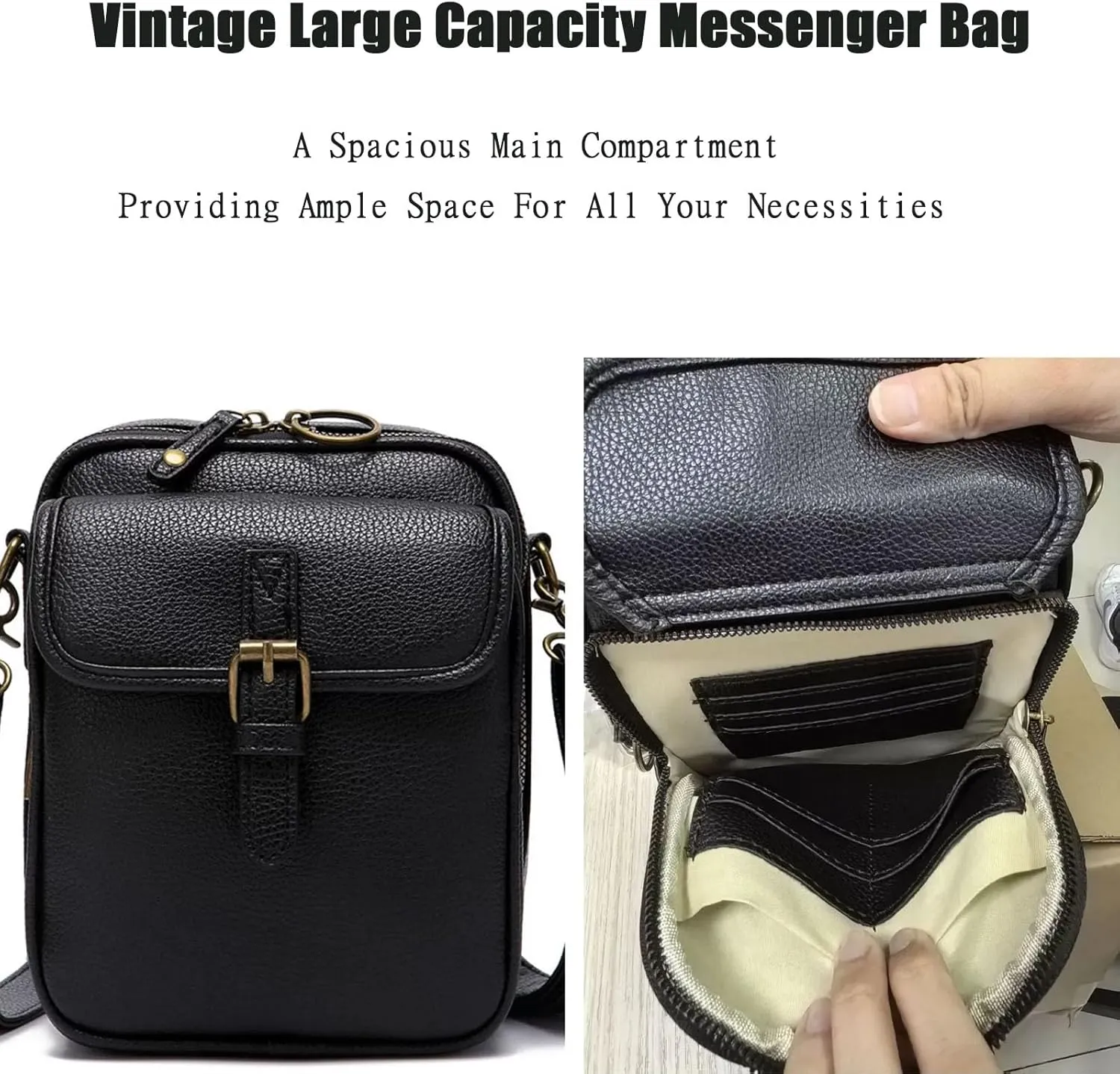 Forcipower Crossbody Bag, Anti Theft Forcipower Crossbody Leather Bag with 10 Card Slots & Adjustable Shoulder Strap