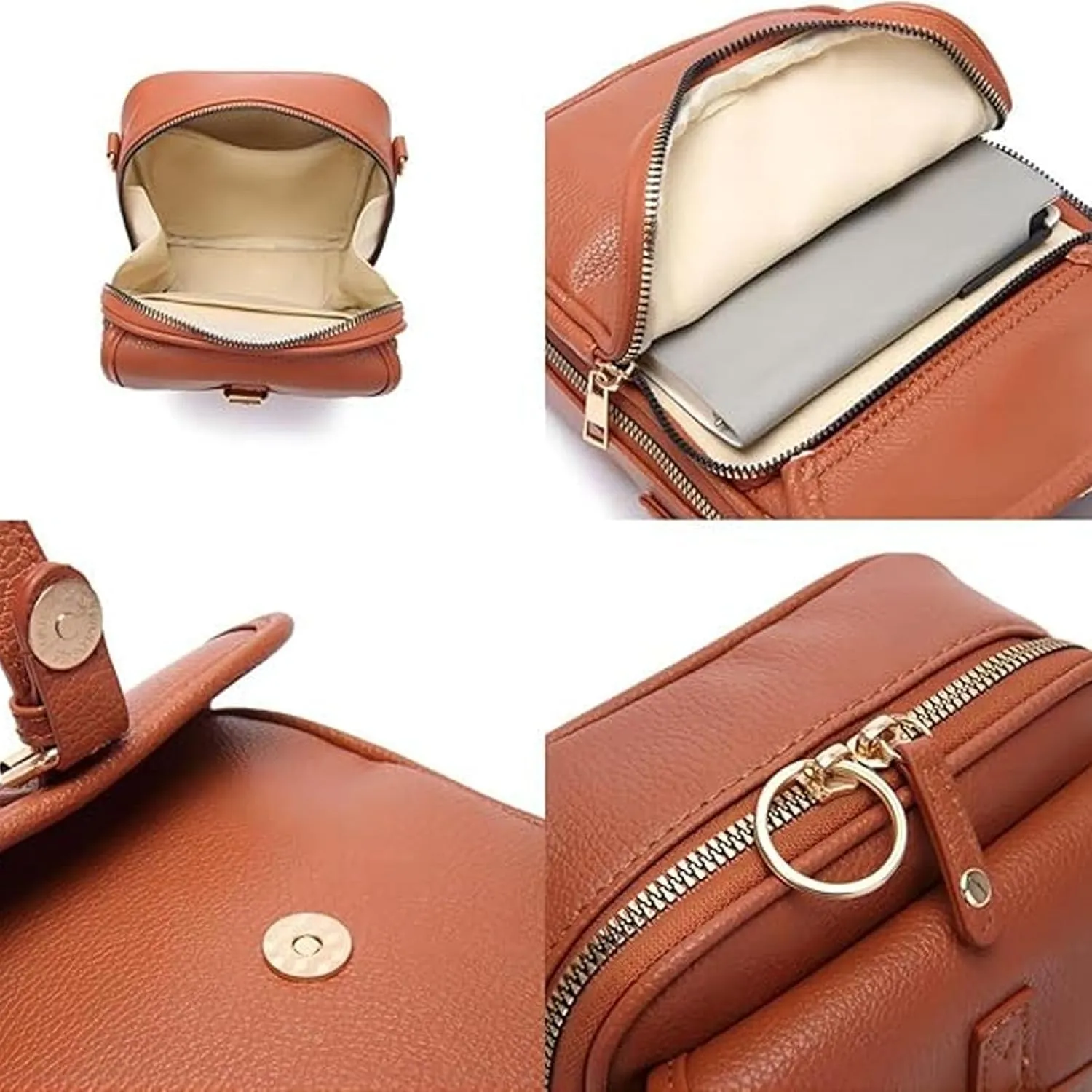 Forcipower Crossbody Bag, Anti Theft Forcipower Crossbody Leather Bag with 10 Card Slots & Adjustable Shoulder Strap