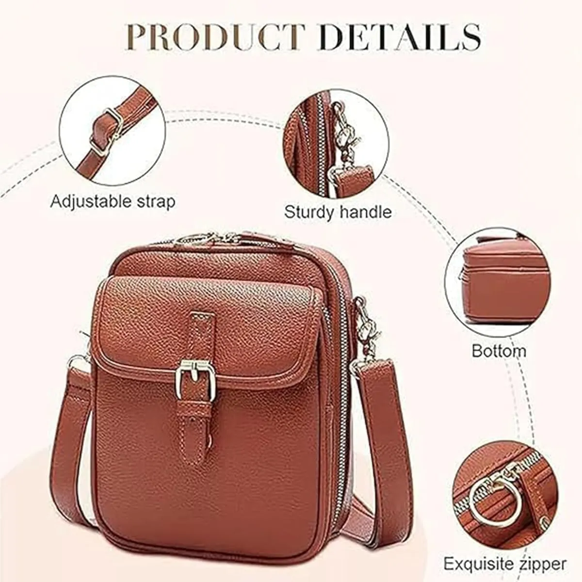 Forcipower Crossbody Leather Bag, Collaboraten1 Crossbody Leather Bag for Women, Large Capacity Mini Crossbodys Bags