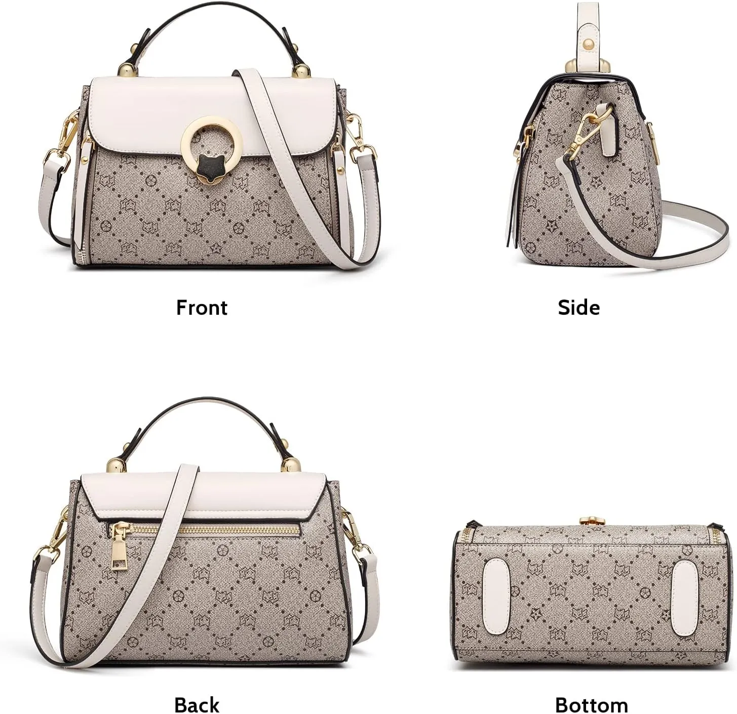 FOXLOVER Small Crossbody Bag for Women PVC Leather Detachable Strap Lightweight Twist Lock Flap