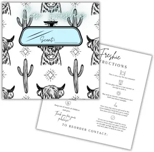 Freshie Bag Cardstock Insert 30pk 5.6x5.6” Ideal for 6” Square Holographic Bags Western Country Rounds Packaging with Care Instructions for Client Cards