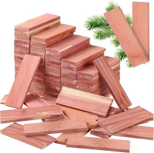 Fumete 100 Pcs Cedar Blocks for Clothes Storage Aromatic Cedar Balls Cedar Blocks for Closet Red Wood Planks Natural Cedar Accessories for Drawers and Closet Storage