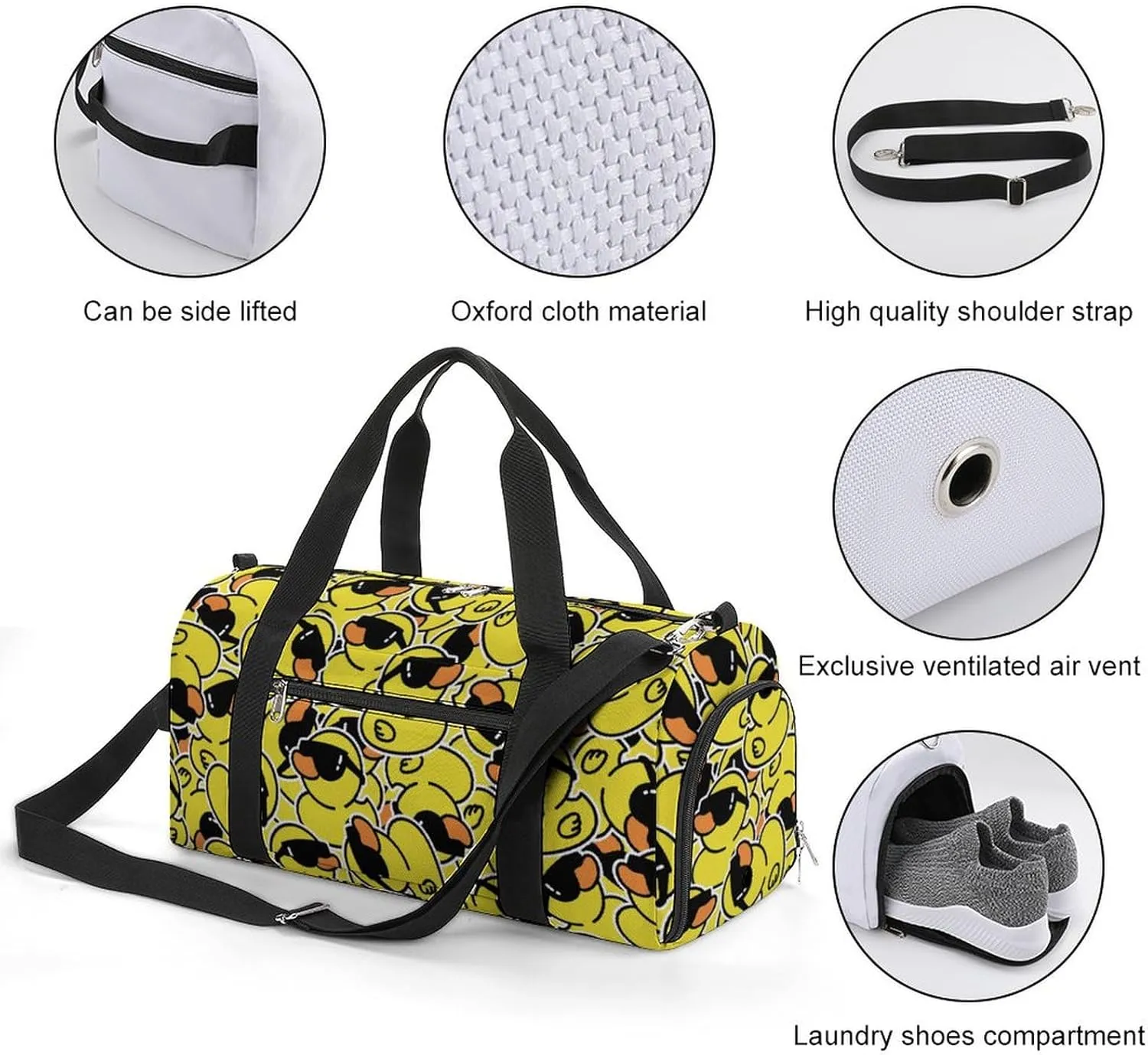 Funny Sunglasses Yellow Rubber Duck A Fitness Bag with Large Storage Space Is Suitable for Portable Outdoor Use