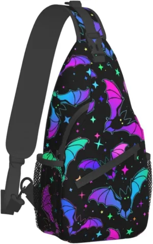 Fylybois Bat Sling Bag For Men Women Crossbody Chest Backpack Daypack Shoulder Bags