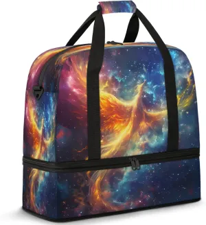 Galaxy Animals Bird Travel Duffel Bags for Women & Men Large Sports Gym Bags Foldie Weekender Overnight Bag Carry On Tote Bag With Shoe Compartment Personal Item Bag for Travel Sports Gym