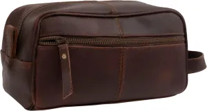 Genuine Buffalo Leather Unisex Toiletry Bag Travel Dopp Kit Grooming and Shaving Kit ~ for Men Women ~ Cosmetic Pouch ~ Bathroom Makeup Case