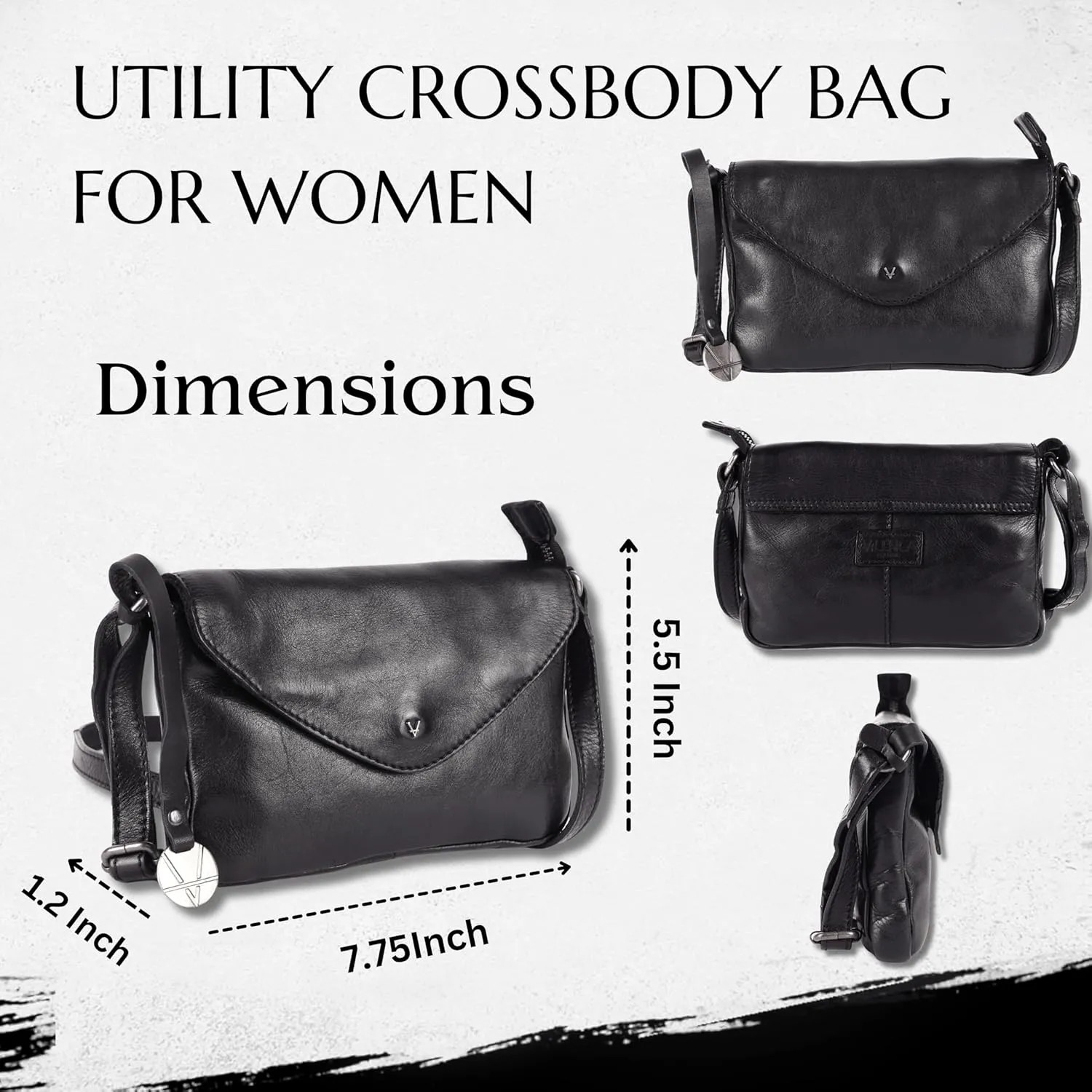 Genuine Italian Leather Small Crossbody Sling Bag RFID Protected Trendy Casual Office with Adjustable Strap