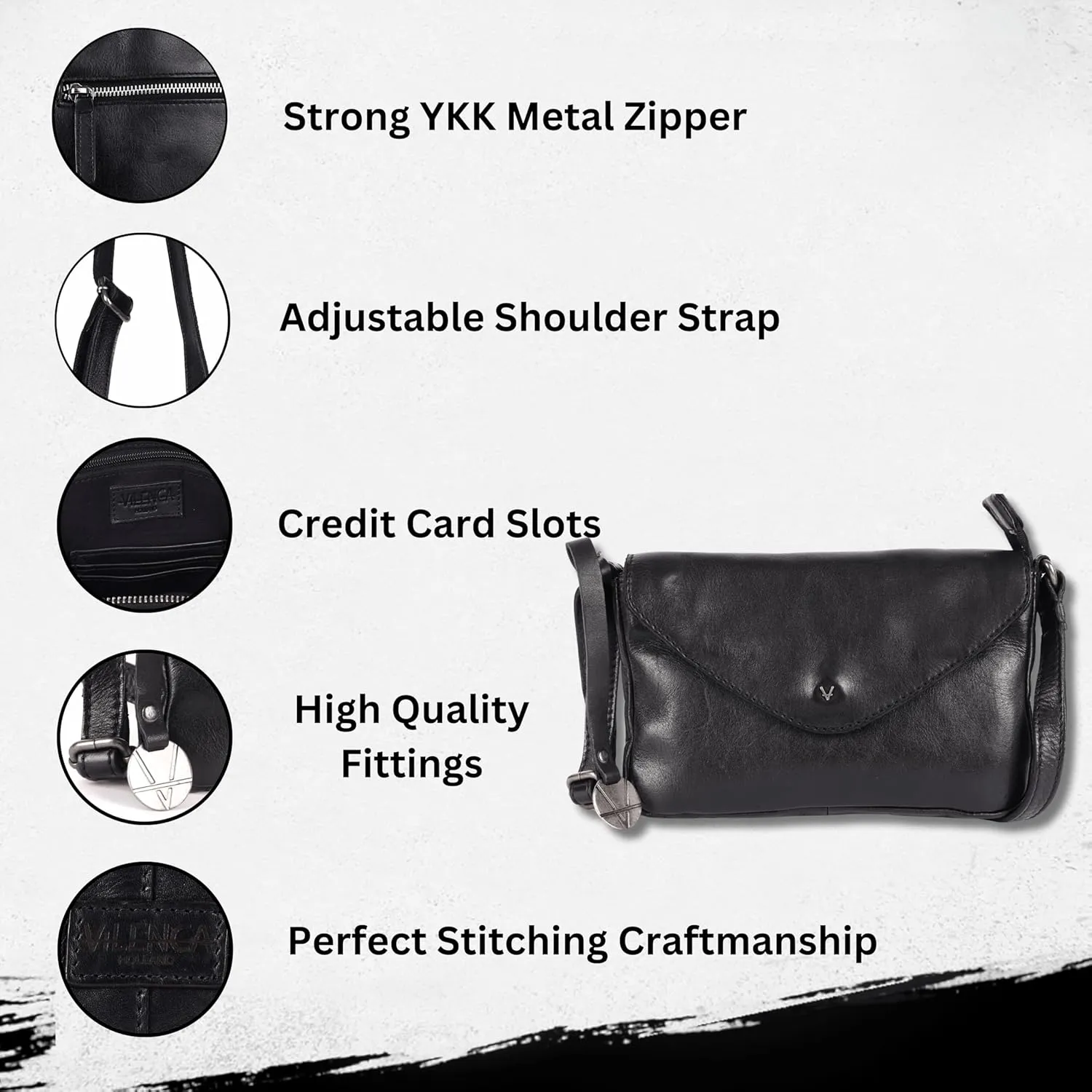 Genuine Italian Leather Small Crossbody Sling Bag RFID Protected Trendy Casual Office with Adjustable Strap