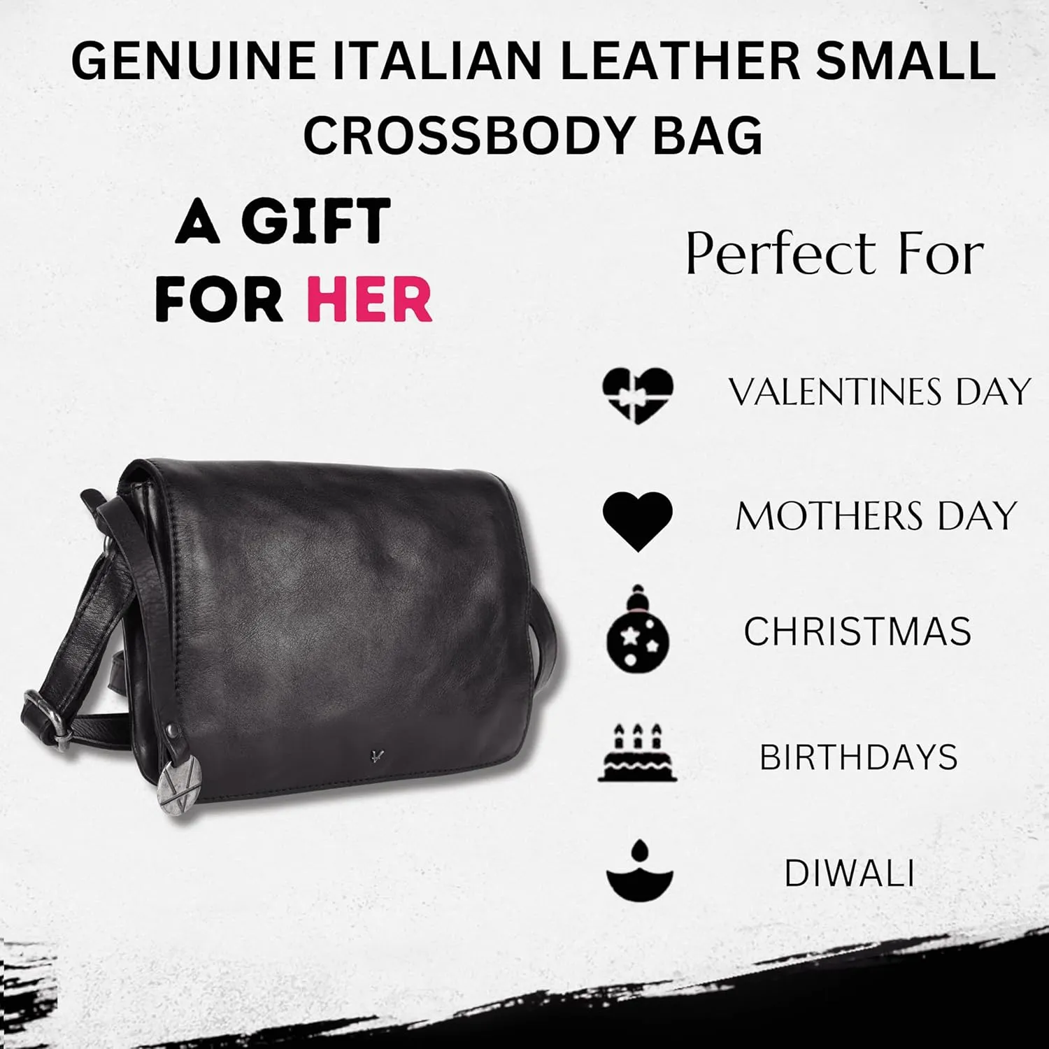Genuine Italian Leather Small Crossbody Sling Bag – Trendy Casual Office Bag with Adjustable Strap
