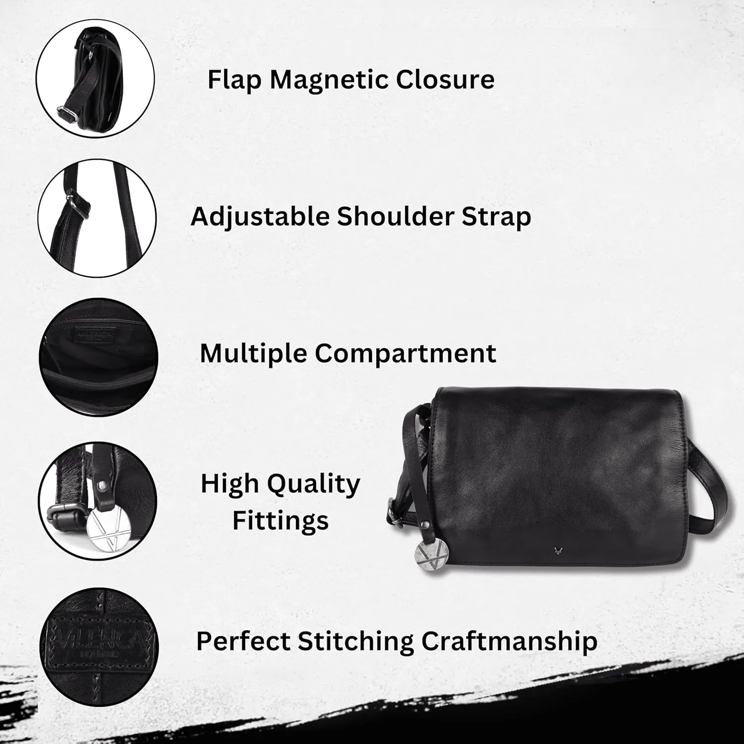 Genuine Italian Leather Small Crossbody Sling Bag – Trendy Casual Office Bag with Adjustable Strap