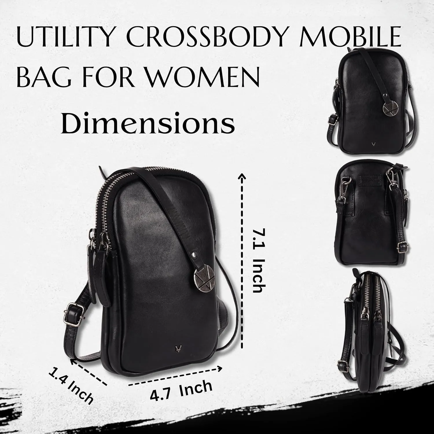 Genuine Italian Leather Small Leather Crossbody Bags For Women Cell Phone Purse, Trendy Casual Detachable Strap