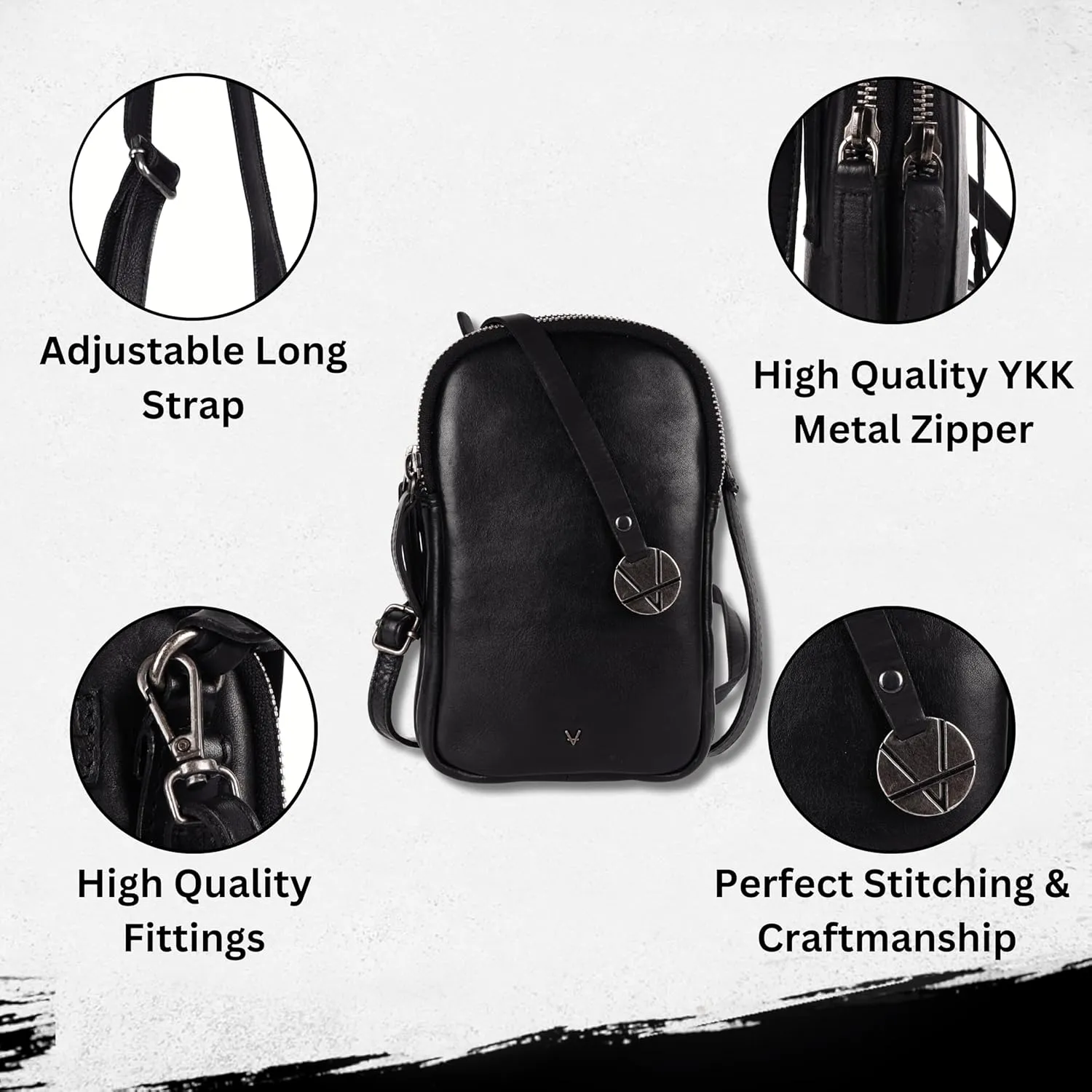 Genuine Italian Leather Small Leather Crossbody Bags For Women Cell Phone Purse, Trendy Casual Detachable Strap