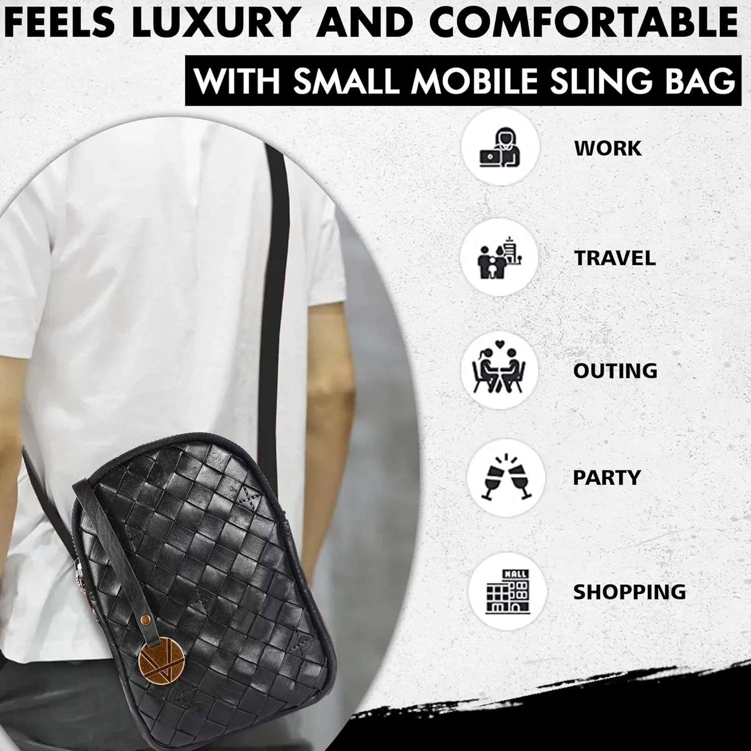 Genuine Leather Small Leather Crossbody Bags For Women Cell Phone Purse With Adjustable & Detachable Strap