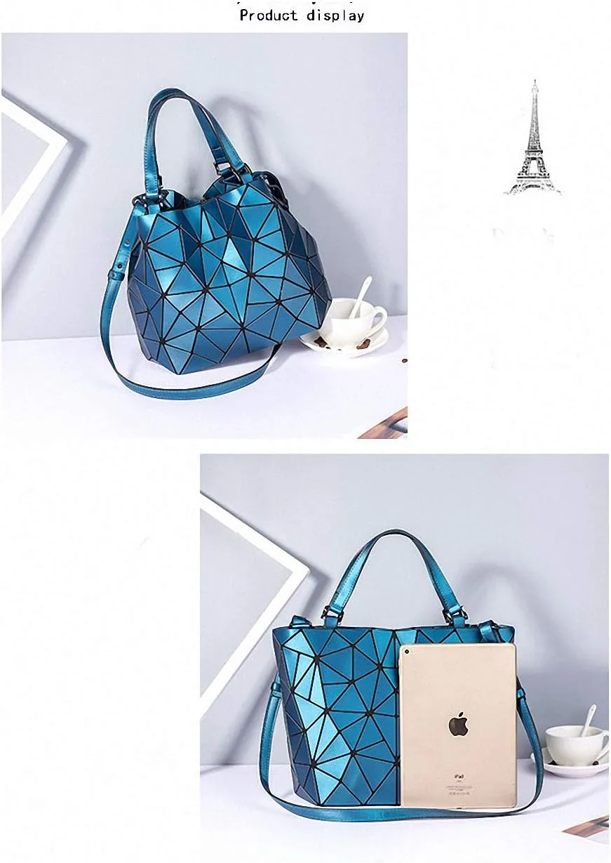 Geometric Lattice Top-handle Handbag for Women Matte Tote Purse Handbags Geometry Shoulder Bag