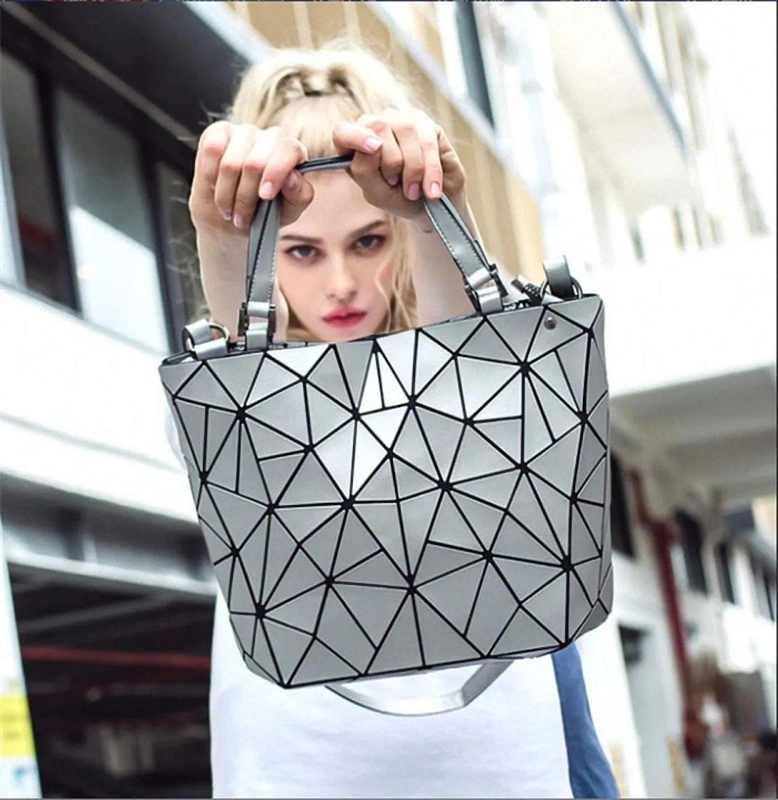 Geometric Lattice Top-handle Handbag for Women Matte Tote Purse Handbags Geometry Shoulder Bag