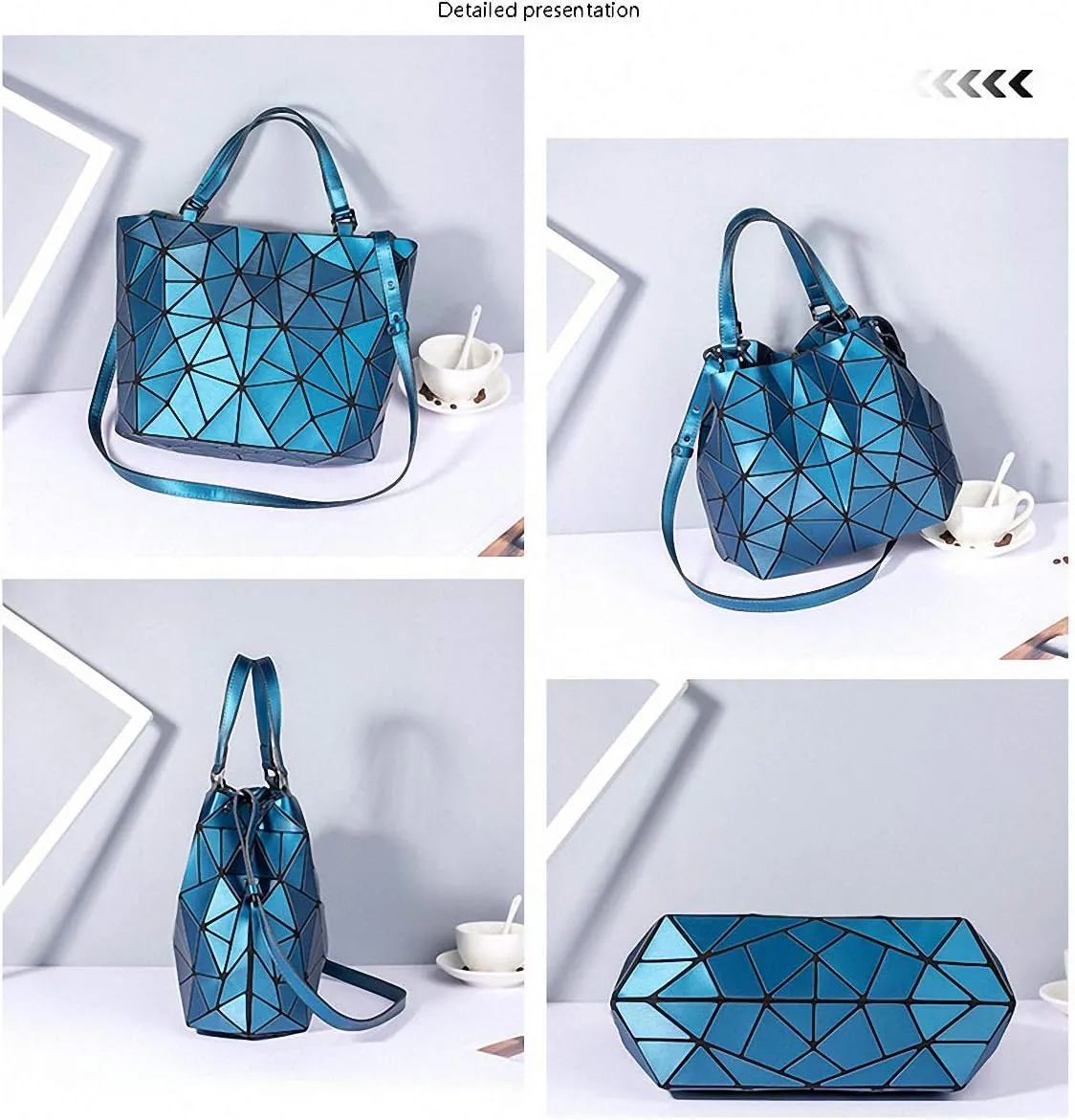 Geometric Lattice Top-handle Handbag for Women Matte Tote Purse Handbags Geometry Shoulder Bag
