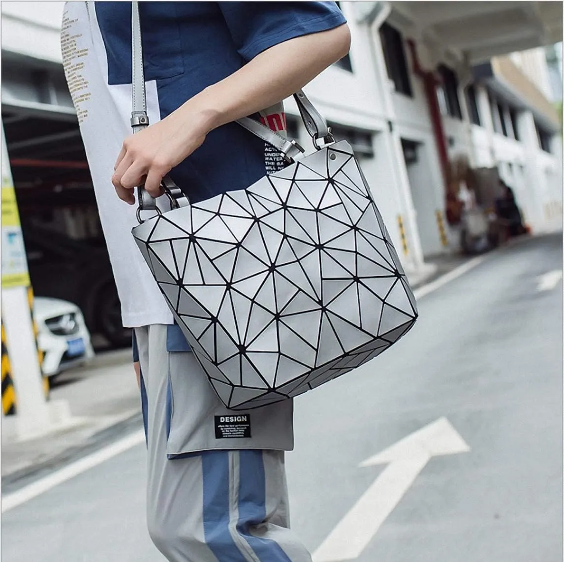 Geometric Lattice Top-handle Handbag for Women Matte Tote Purse Handbags Geometry Shoulder Bag