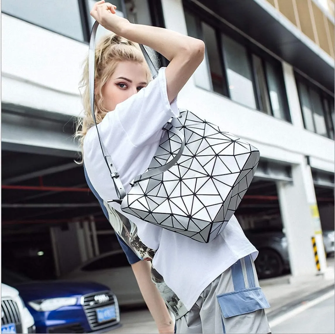 Geometric Lattice Top-handle Handbag for Women Matte Tote Purse Handbags Geometry Shoulder Bag