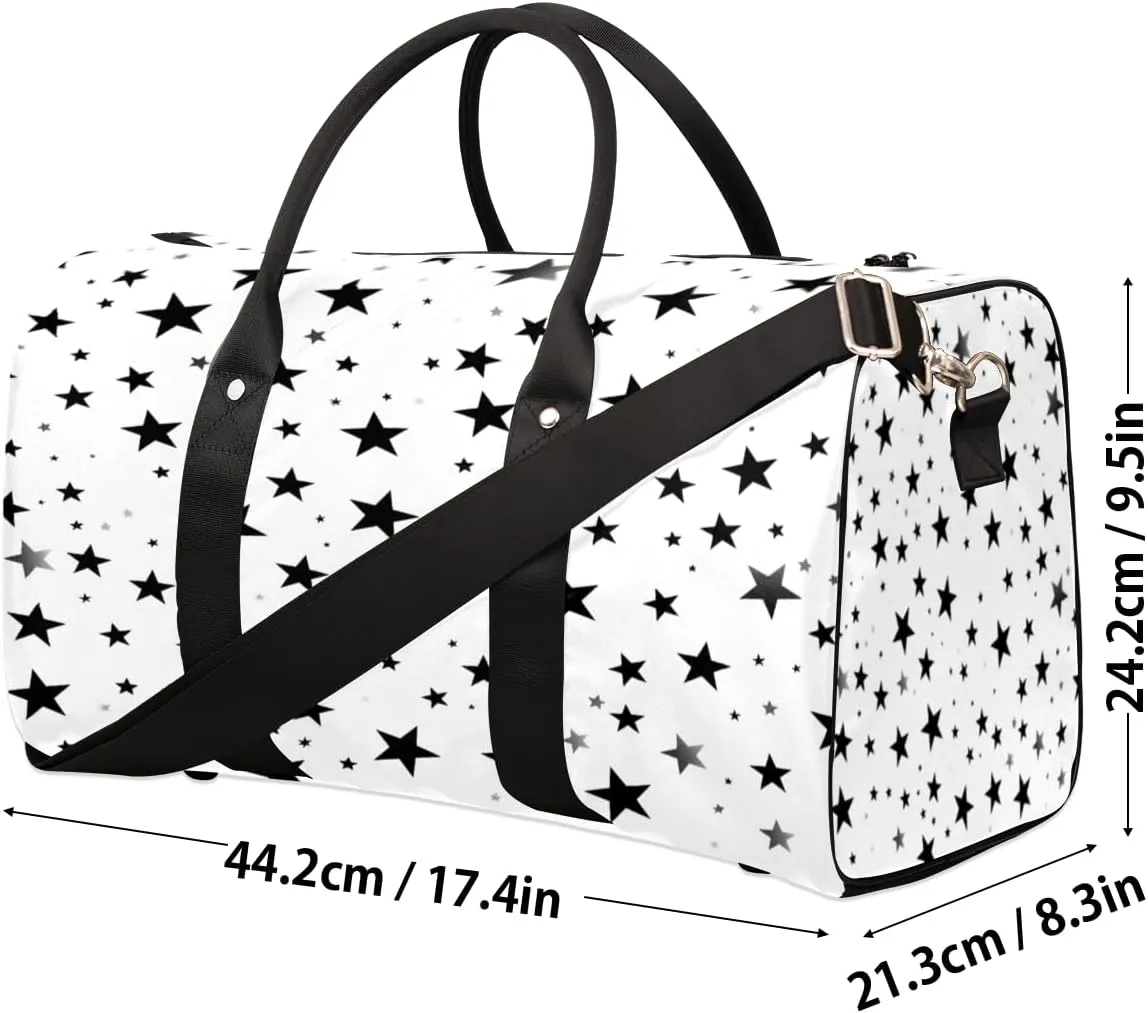Geometric Stars Travel Duffle Bag, Sports Gym Bags for Women Men, Carry On Weekender Overnight Workout Airplane Trips Bag