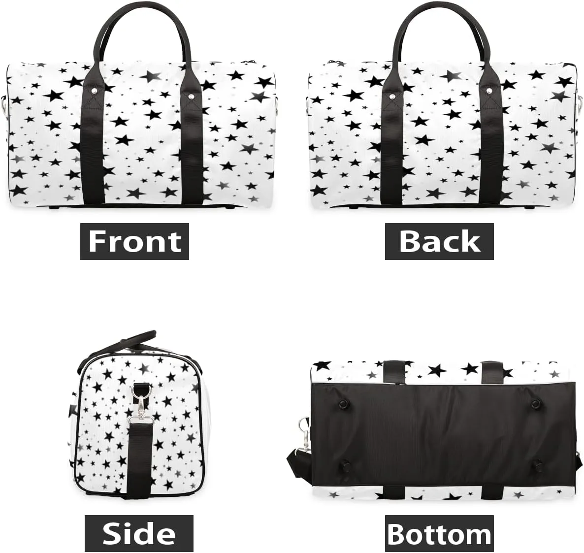 Geometric Stars Travel Duffle Bag, Sports Gym Bags for Women Men, Carry On Weekender Overnight Workout Airplane Trips Bag