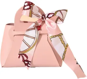 Gift Bags 10pcs Distribute Leather Pink Gift Bags Wedding Favour Bag Fit for Guest Handbag with Ribbon Candy Packaging Box Party Decor ﻿(2,10PCS_15X14X6CM)