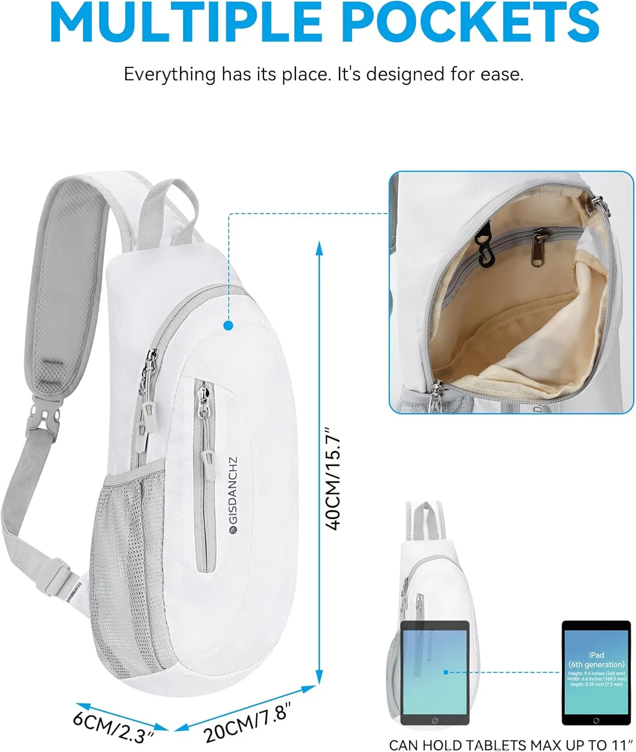 Gisdanchz Unisex Honeycomb Jacquard Small Sling Bag Slim Sling Backpack Crossbody Chest Bag for Hiking Travel
