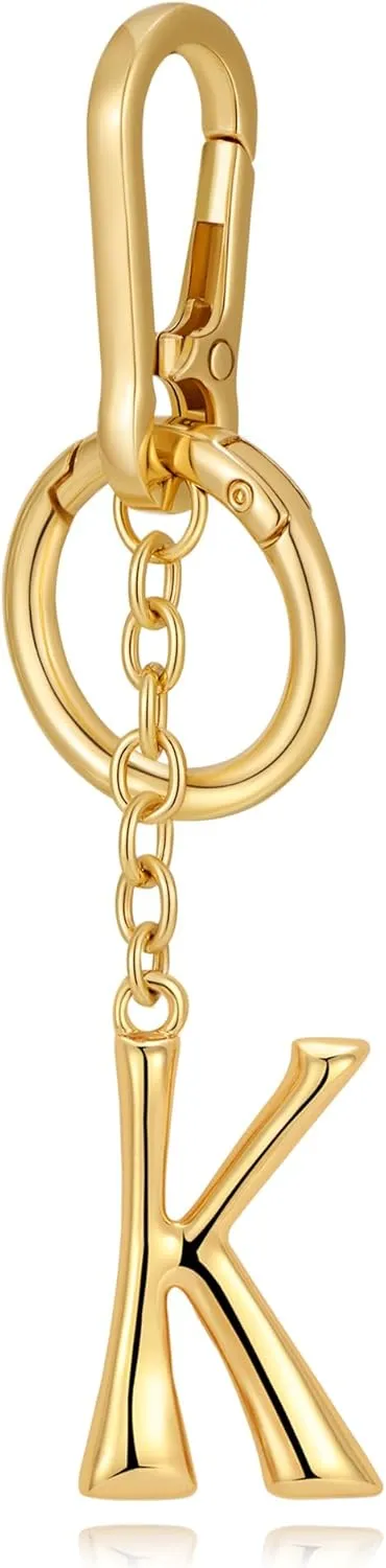Gold Letter Keychain for Women, Initial A-Z Enamel Bag Charm Fashion Cute Keychain for Handbag Accessories Gifts