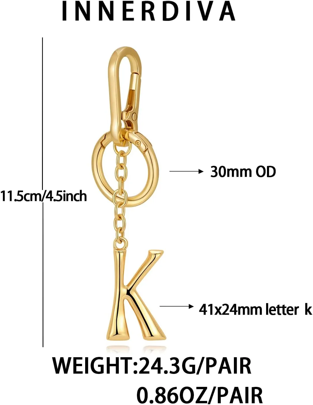 Gold Letter Keychain for Women, Initial A-Z Enamel Bag Charm Fashion Cute Keychain for Handbag Accessories Gifts