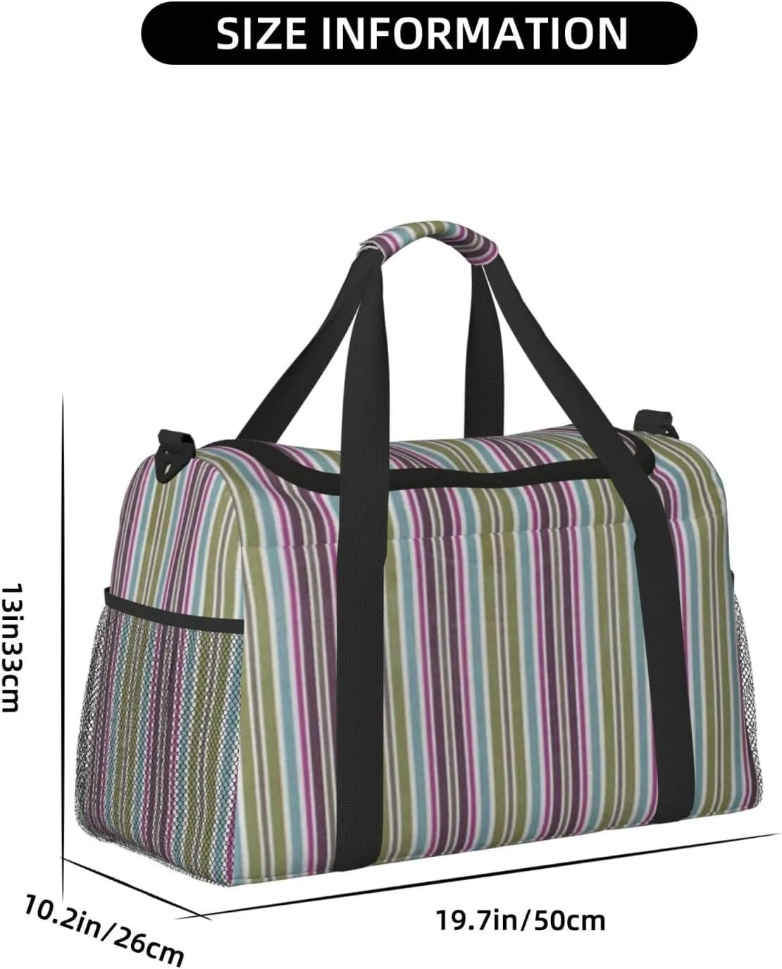 Gray Blue Stripes Travel Duffel Bag Large Foldable Waterproof Overnight Bag For Beach Swim Bags Pool Sports Gym