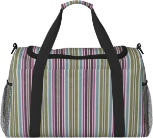 Gray Blue Stripes Travel Duffel Bag Large Foldable Waterproof Overnight Bag For Beach Swim Bags Pool Sports Gym