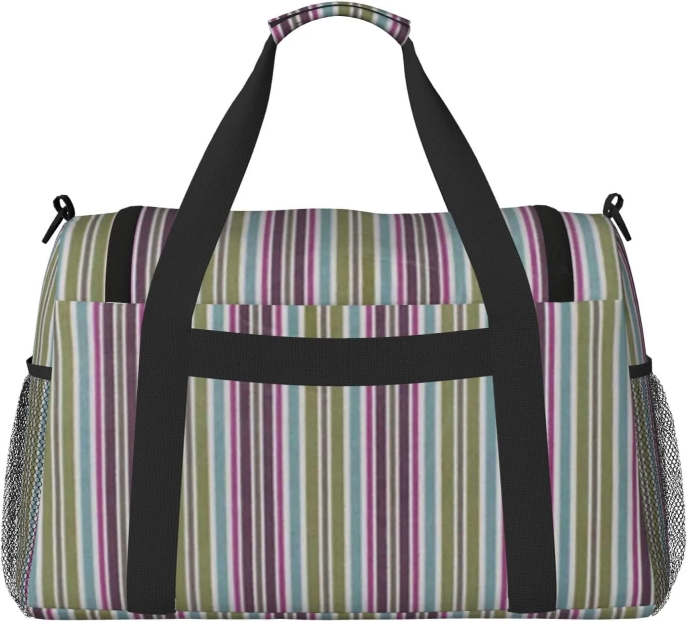 Gray Blue Stripes Travel Duffel Bag Large Foldable Waterproof Overnight Bag For Beach Swim Bags Pool Sports Gym